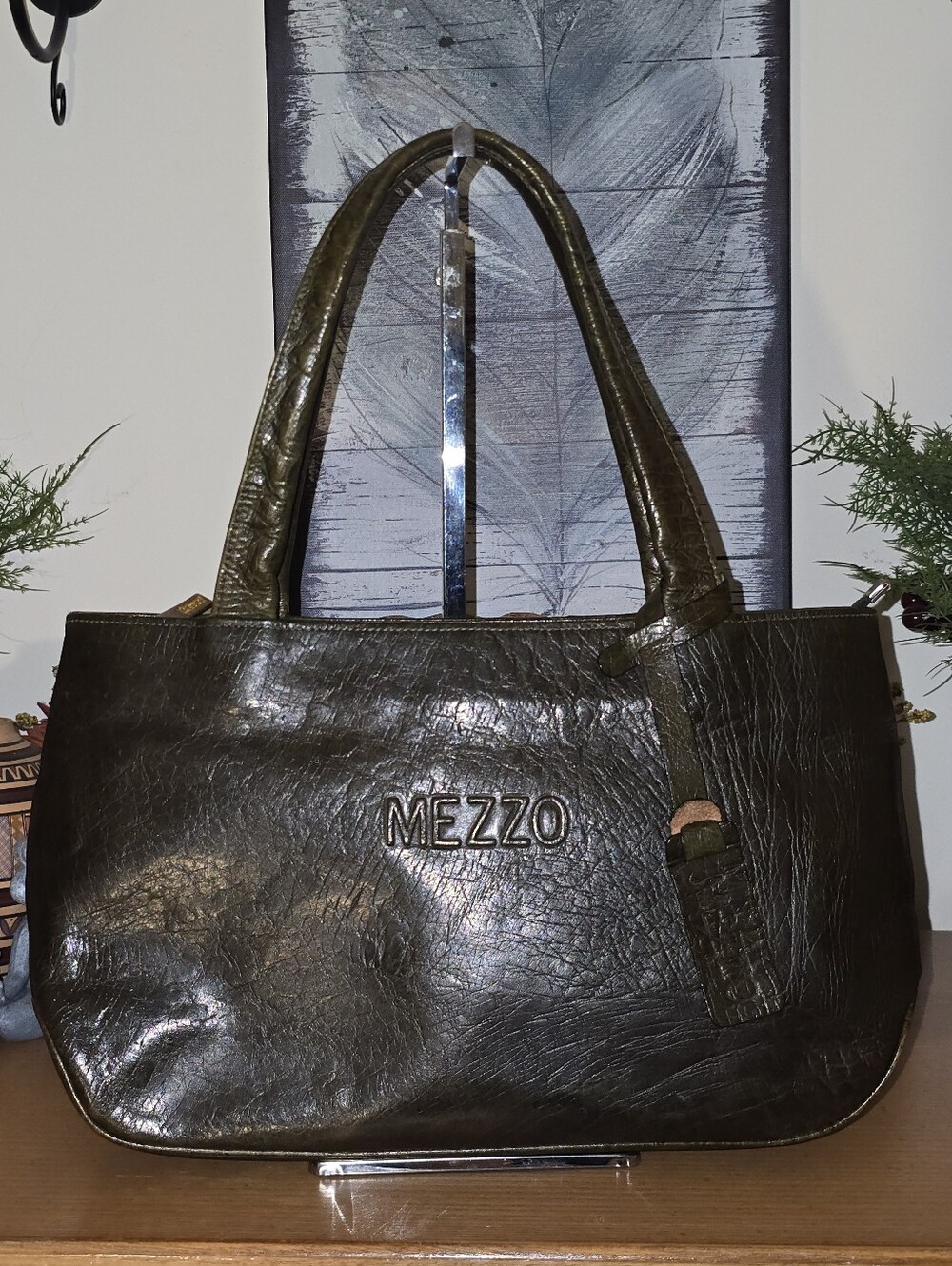 Mezzo Olive Green Leather Tote Bag